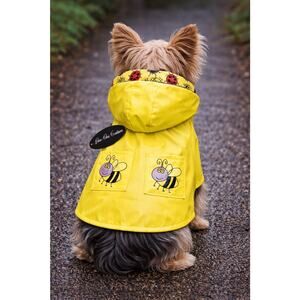 Cha-Cha Couture Yellow Bee Dog Raincoat Small Hooded Ladybug Lined Short Crop